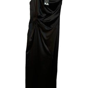 NEW Women’s Black Satin One-Shoulder Special Occasion Dress (Size: Medium)